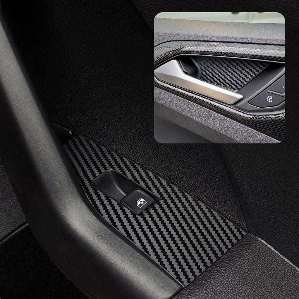 Carbon Look Door Pocket Trim for Volkswagen Polo MK6 Interior Vinyl