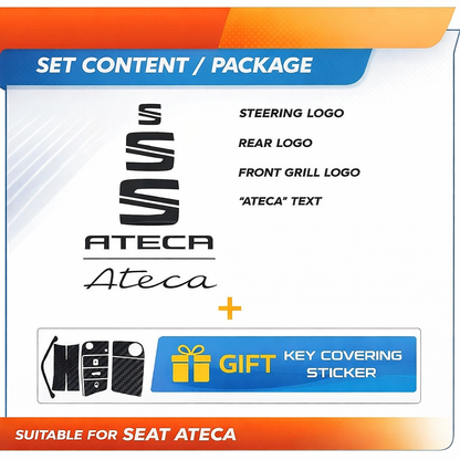 Seat Ateca Emblem Overlay Set Front & Rear – Vinyl Logo Cover Decal for Exterior Styling