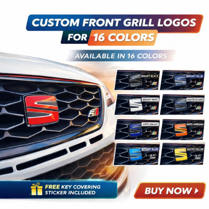 Seat Leon MK4 Emblem Overlay Set – Front Vinyl Logo Cover Decal for Exterior Styling