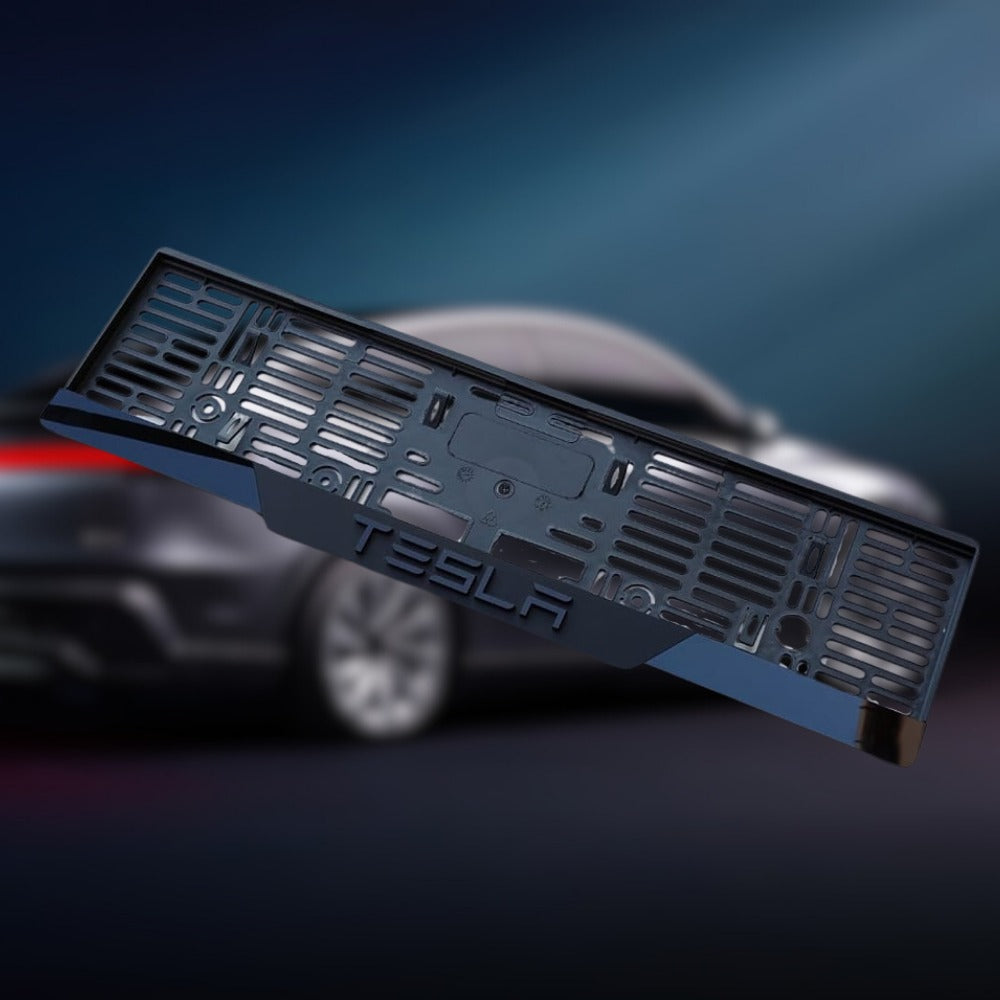 3D Embossed Acrylic European License Plate Frame - TESLA Fan Accessory (2x, 520x110mm) (Kopya)