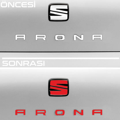 Seat Arona Emblem Overlay Set – Vinyl Logo Cover Decal for Exterior Styling