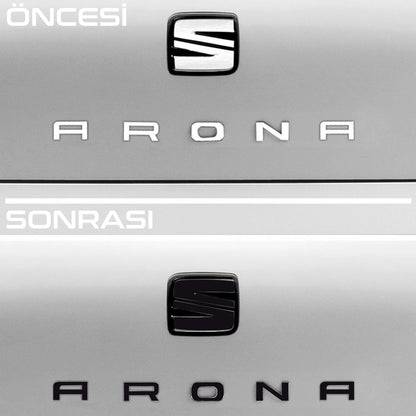 Seat Arona Emblem Overlay Set – Vinyl Logo Cover Decal for Exterior Styling