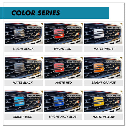 Seat Leon MK4 Emblem Overlay Set – Front Vinyl Logo Cover Decal for Exterior Styling