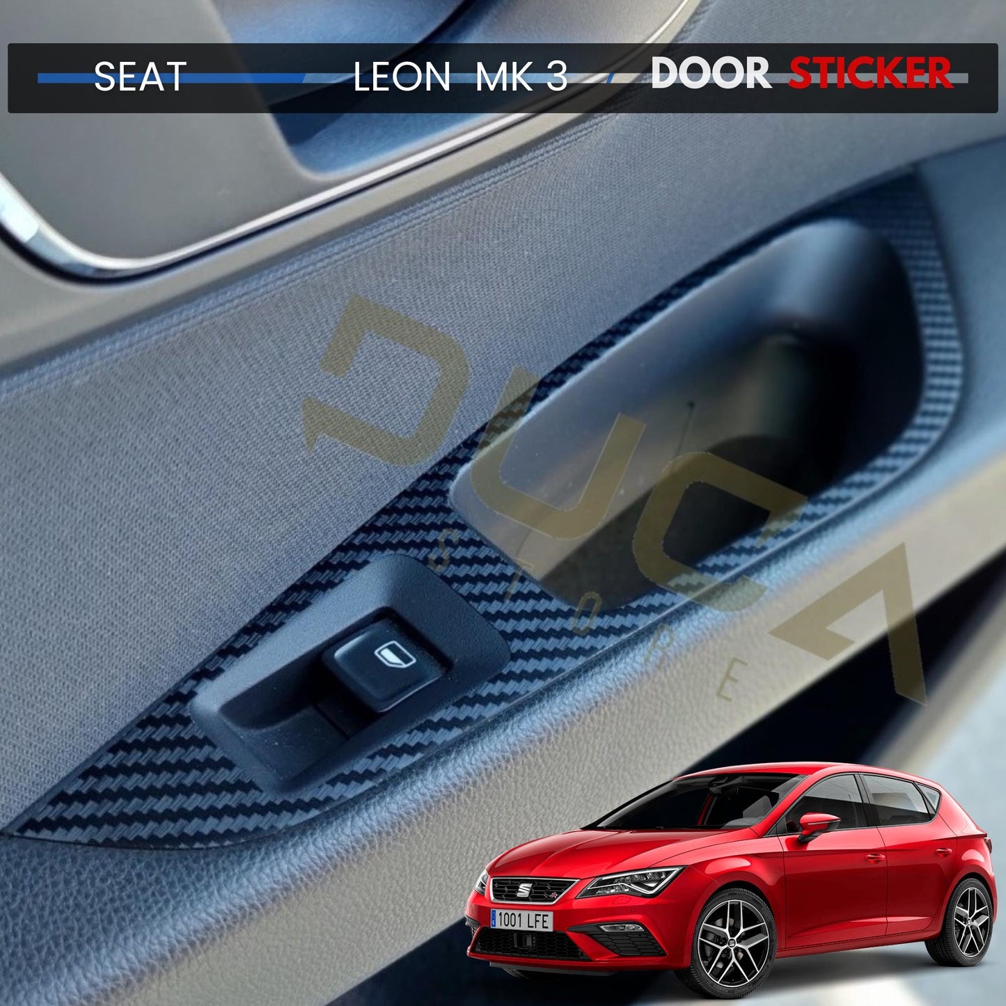 Carbon Look Interior Trim Kit for SEAT Leon MK3 Dashboard Vinyl