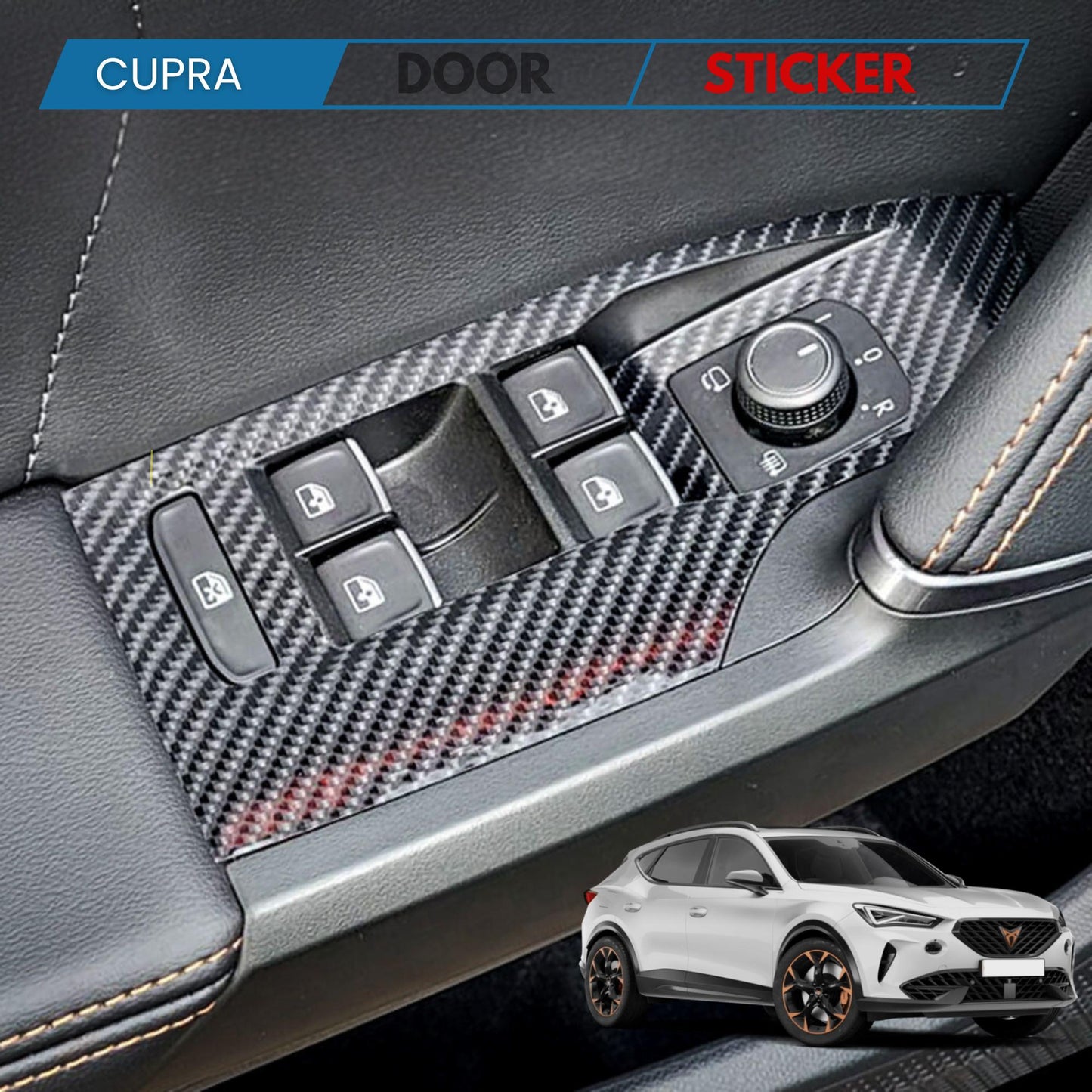 Carbon Look Door Interior Trim for Cupra Formentor Matte Vinyl