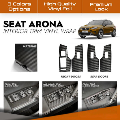 Seat Arona Interior Trim Vinyl Wrap: Door Pocket Plated Set