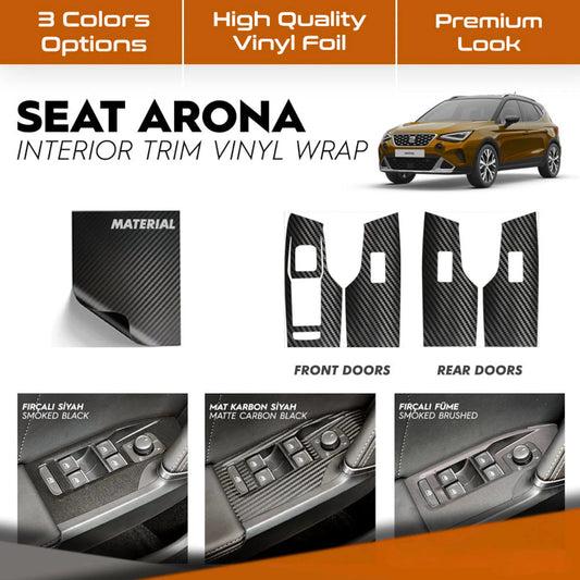 Seat Arona Interior Trim Vinyl Wrap: Door Pocket Plated Set
