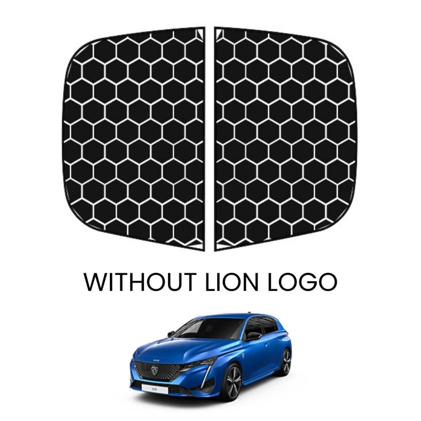 Peugeot 308 Honeycomb Vinyl Decal: Lion Logo Butterfly Glass Sticker