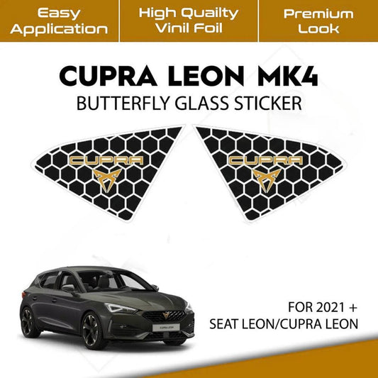 Cupra Leon MK4 (After 2021) Compatible Butterfly Window Decal Set: Honeycomb Patterned Vinyl Wrap