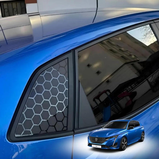 Peugeot 308 Honeycomb Vinyl Decal: Lion Logo Butterfly Glass Sticker