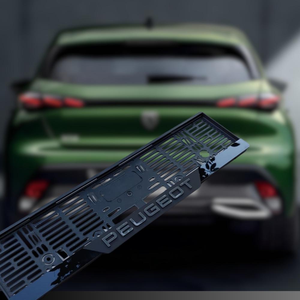 3D Embossed Acrylic European License Plate Frame - PEUGEOT Fan Accessory (2x, 520x110mm)