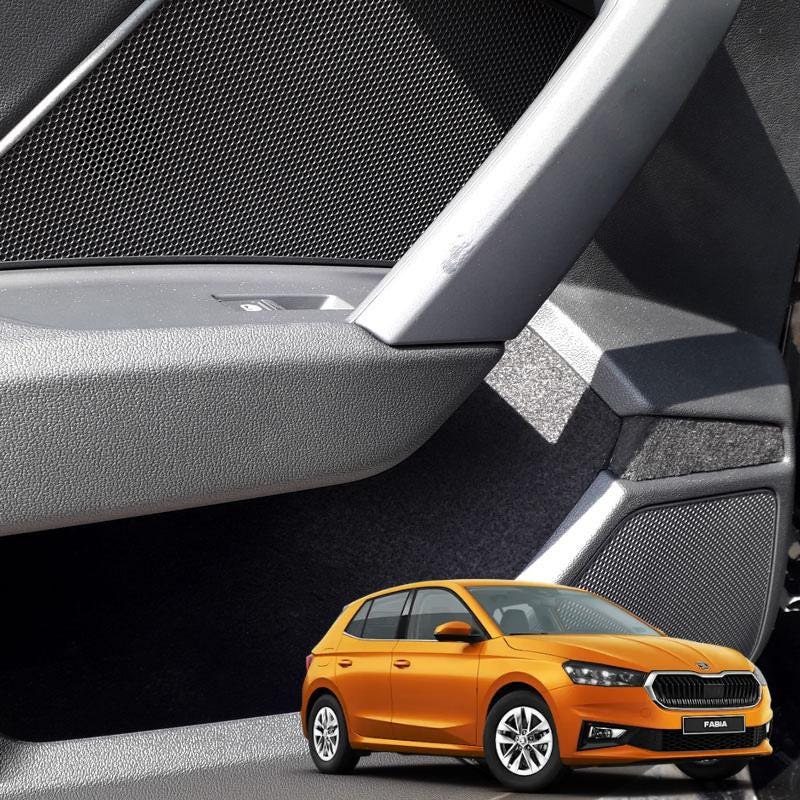 Skoda Fabia 2022+ Interior Liner Set: Anti-Slip Door Pocket, Cup Holder Inserts
