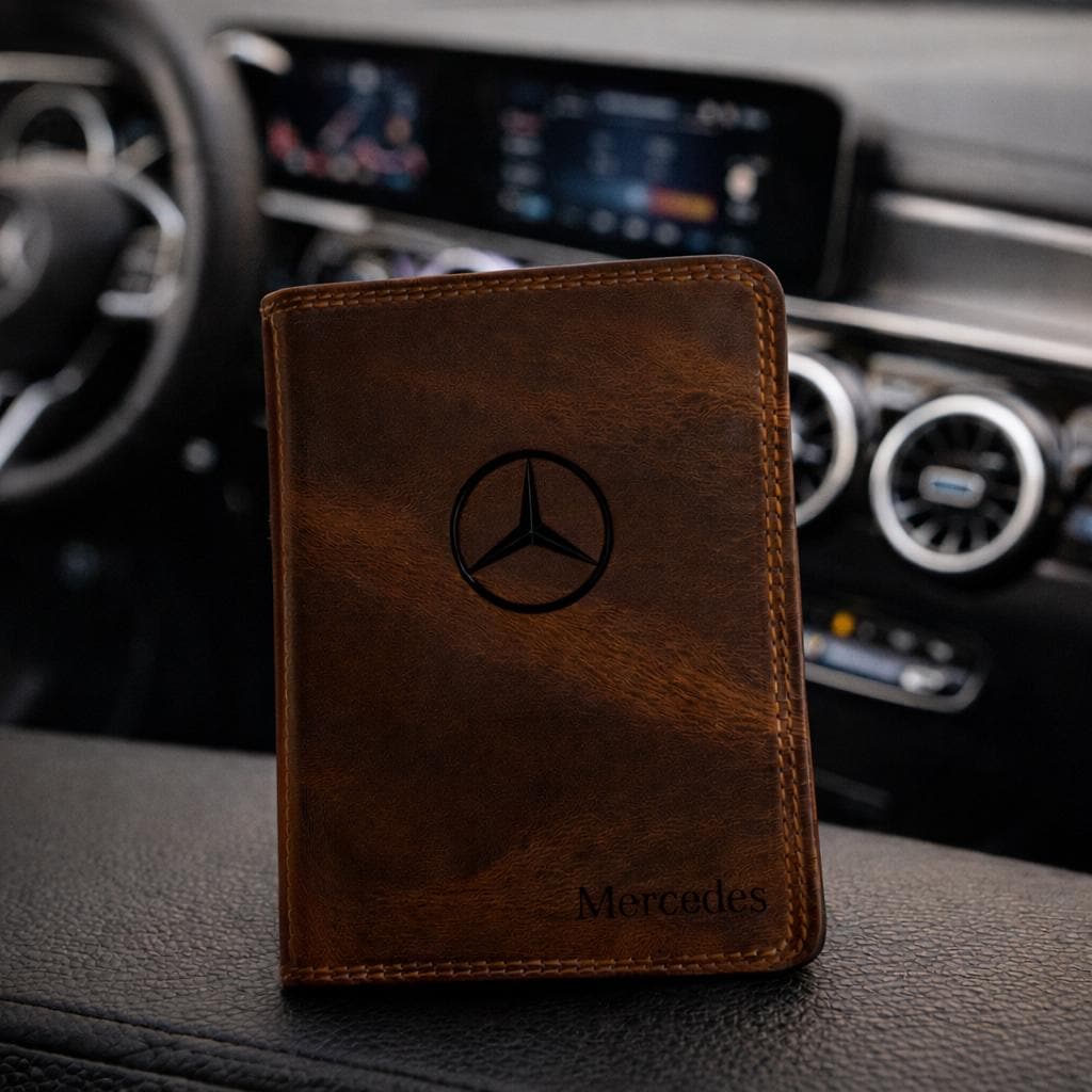 Personalisierte Leder KFZ-Zulassungshalterung | Fahrzeugdokumentenmappe mit individuellem Logo | EU-Fahrzeugpapiere-Etui