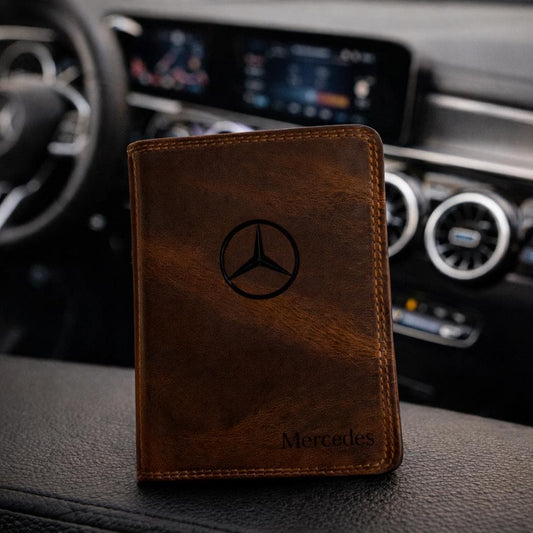 Personalisierte Leder KFZ-Zulassungshalterung | Fahrzeugdokumentenmappe mit individuellem Logo | EU-Fahrzeugpapiere-Etui