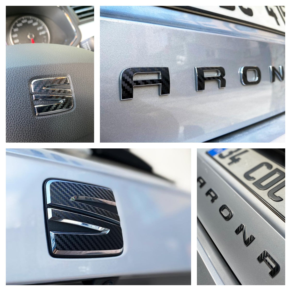 Seat Arona Emblem Overlay Set – Vinyl Logo Cover Decal for Exterior Styling